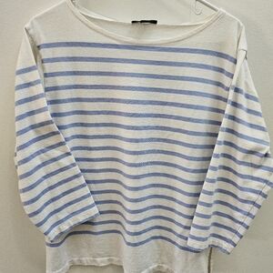 J. Crew Blue and White Striped Long Sleeve Tee